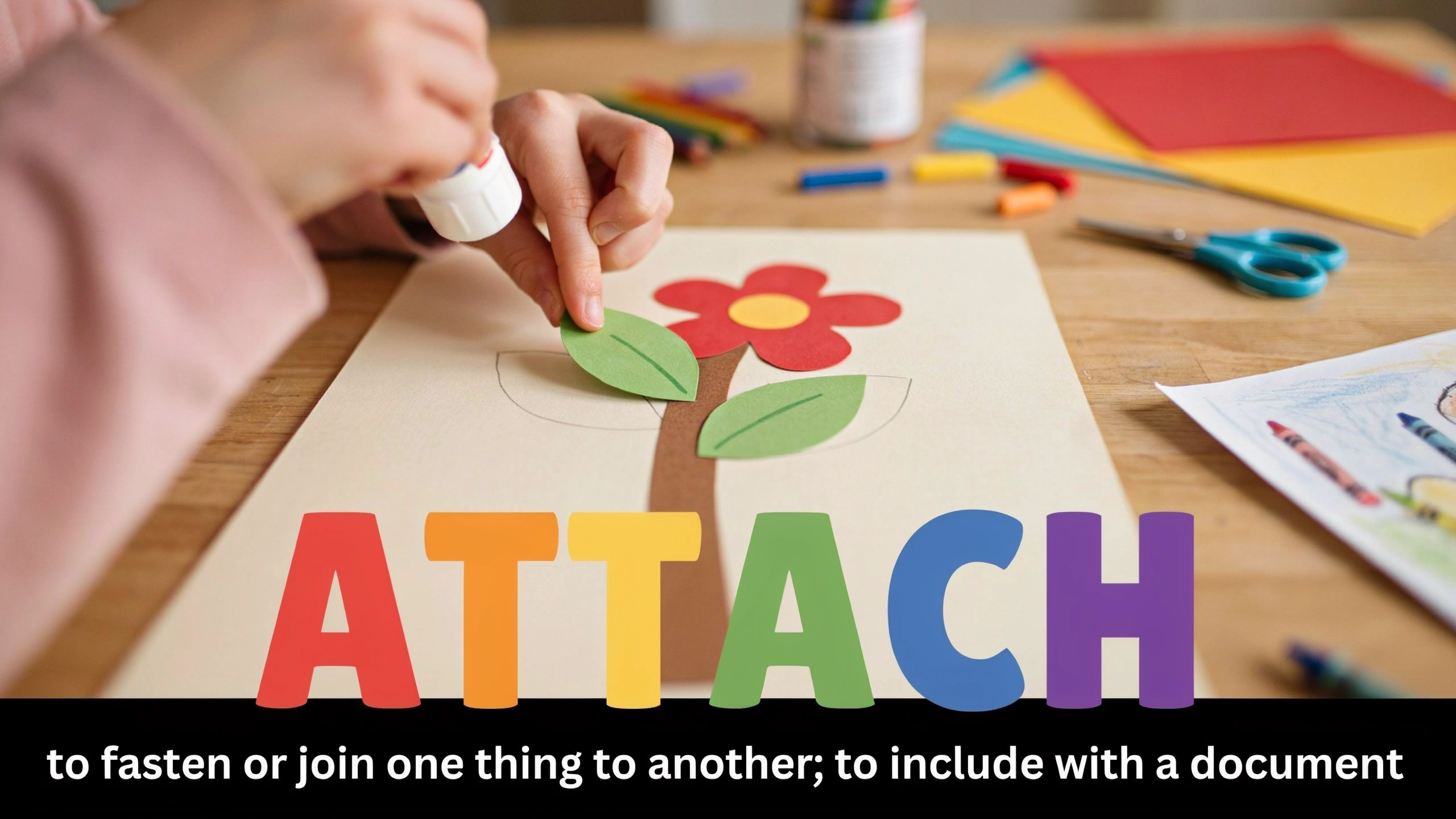 English Illustration for attach